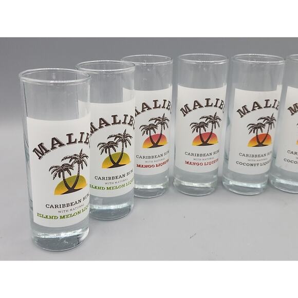 Malibu Rum 2oz Shot Glasses Lot of 10 Coconut Mango Pineapple Passion Fruit Etc. - Picture 2 of 10
